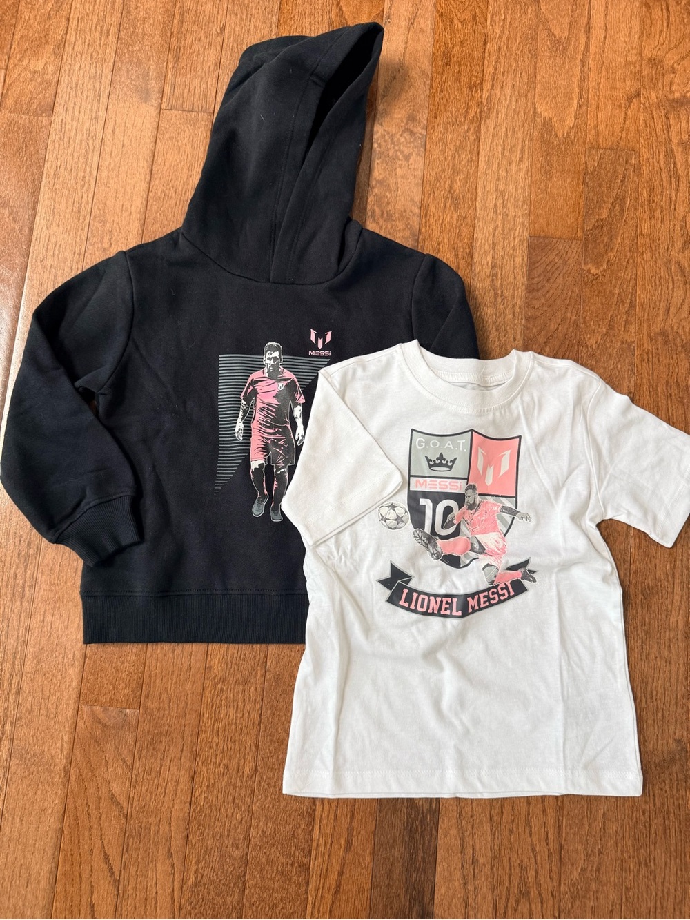 🆕 4T Messi Bundle - Graphic Tee & Black Hoodie Sweatshirt for boys/girls